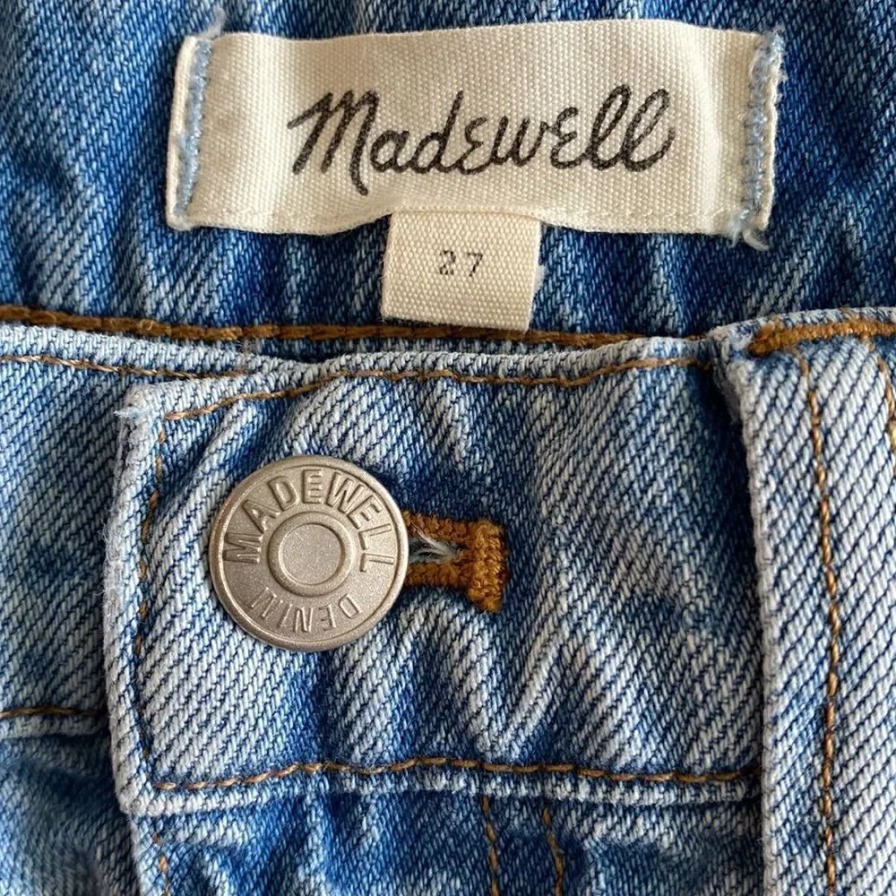 Madewell Rigid Denim A-Line Skirt Cut Out Edition Raw Hem Size 27